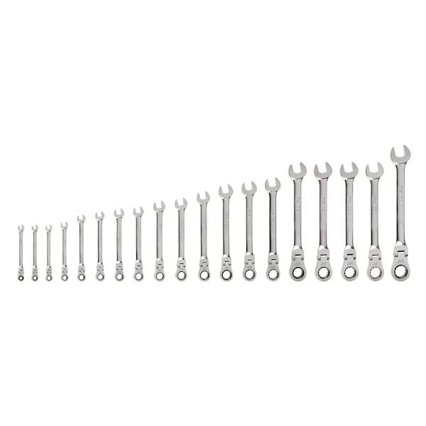 Flex Head 12-Point Ratcheting Combination Wrench Set, 19-Piece (6-24 mm)